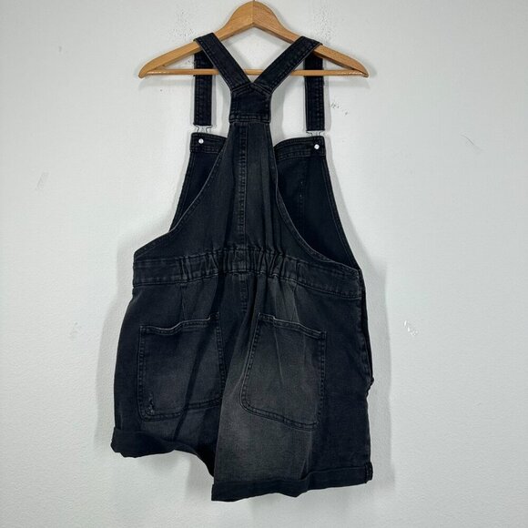 NoBo No Boundaries Black‎ Denim Shortalls Overalls Size XL Summer Casual Grunge - Picture 5 of 8